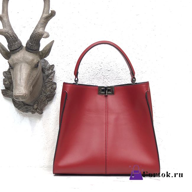 Fendi Medium X-Lite Leather Red 8BN310 30x25x14cm - 1