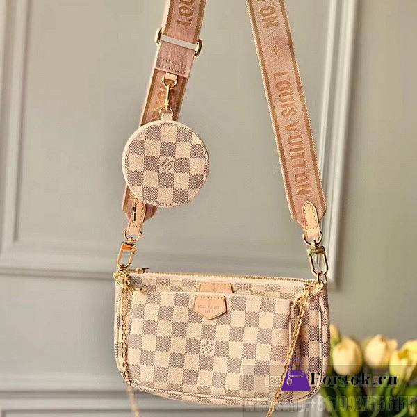 Louis Vuitton Multi Pochette Accessories Damier Canvas Pink Strap M44840 24x13cm - 1