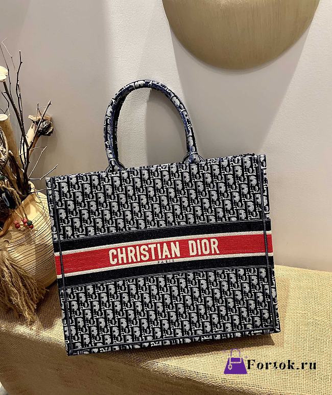 Dior Large Book Tote Black/Red Oblique M1286 41.5cm - 1