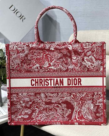 Dior Large Raspberry Toile de Jouy Reverse Embroidery M1286 41.5x38x18cm