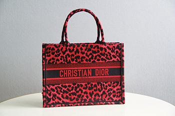 Dior Large Book Tote Red Multicolor Mizza Embroidery M1286 41.5x34.5x16cm