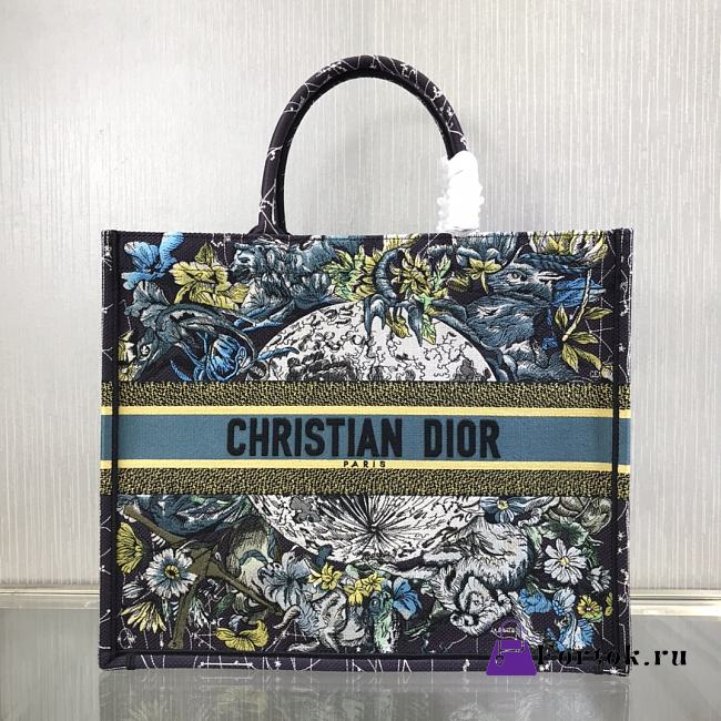 Dior Large Book Tote Blue Dior Constellation Embroidery M1286 41.5x38x18cm - 1