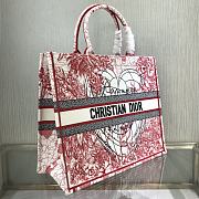 Dior Large Book Tote Red and White D-Royaume d'Amour Embroidery M1286 41.5x38x18cm - 2