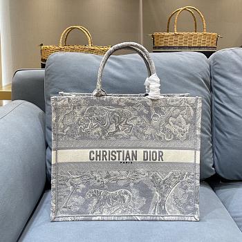 Dior Large Book Tote Gray Toile de Jouy Reverse Embroidery M1286 41.5x34.5x16cm