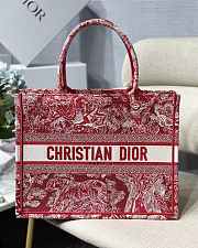 Dior Small Book Tote Raspberry Embroidery M1296 36.5x28x17.5cm - 1