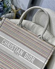 Dior Small Book Tote Multicolor Stripes Embroidery M1296 36.5x28x16cm - 4