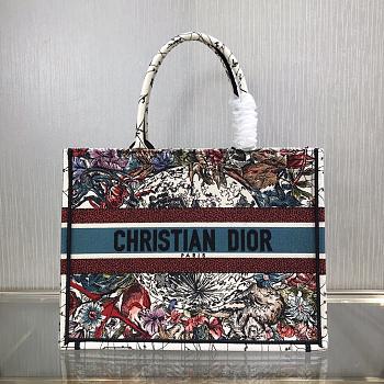 Dior Small Book Tote Latte Multicolor Constellation Embroidery M1296 36.5x28x17.5cm