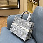 Dior Small Book Tote Gray Embroidery M1296 36.5x28x17.5cm - 3