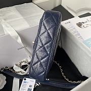 Chanel Mini FLap Bag With Top Handle Crumpled Leather Navy Blue AS2892 20x15x6.5cm - 6