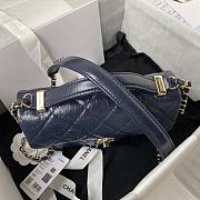 Chanel Mini FLap Bag With Top Handle Crumpled Leather Navy Blue AS2892 20x15x6.5cm - 5