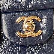 Chanel Mini FLap Bag With Top Handle Crumpled Leather Navy Blue AS2892 20x15x6.5cm - 2