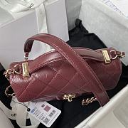 Chanel Mini FLap Bag With Top Handle Crumpled Leather Red AS2892 20x15x6.5cm - 6