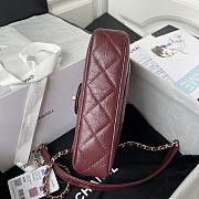 Chanel Mini FLap Bag With Top Handle Crumpled Leather Red AS2892 20x15x6.5cm - 4