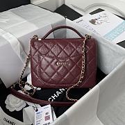 Chanel Mini FLap Bag With Top Handle Crumpled Leather Red AS2892 20x15x6.5cm - 3