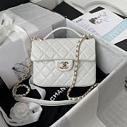 Chanel Mini FLap Bag With Top Handle Crumpled Leather White AS2892 20x15x6.5cm - 1