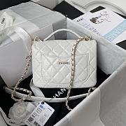 Chanel Mini FLap Bag With Top Handle Crumpled Leather White AS2892 20x15x6.5cm - 4