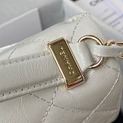 Chanel Mini FLap Bag With Top Handle Crumpled Leather White AS2892 20x15x6.5cm - 3