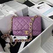 Chanel Flap Bag With Big Chain Leather Purle 22×5×15.5cm - 1