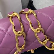 Chanel Flap Bag With Big Chain Leather Purle 22×5×15.5cm - 6
