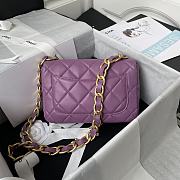 Chanel Flap Bag With Big Chain Leather Purle 22×5×15.5cm - 5