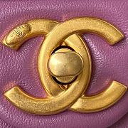 Chanel Flap Bag With Big Chain Leather Purle 22×5×15.5cm - 4