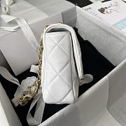 Chanel Flap Bag With Big Chain Leather White 22×5×15.5cm - 5