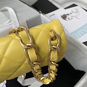 Chanel Flap Bag With Big Chain Leather Yellow 22×5×15.5cm - 6