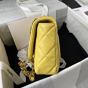 Chanel Flap Bag With Big Chain Leather Yellow 22×5×15.5cm - 5