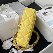 Chanel Flap Bag With Big Chain Leather Yellow 22×5×15.5cm - 4