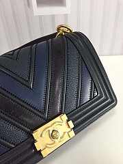Chanel Medium Chevron Mix Leather Flap Boy Bag Blue A67086 25x16x9cm - 6