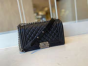 Chanel Medium Boy Bag Grained Calfskin & Gold Metal Black A67086 25cm - 1