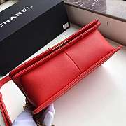 Chanel Medium Old Metallic Chevron Quilted Boy Flap Bag Grained Leather Red A67086 25×15×7.5cm - 4