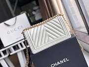 Chanel Medium Old Metallic Chevron Quilted Boy Flap Bag Grained Leather White A67086 25×15×7.5cm - 3