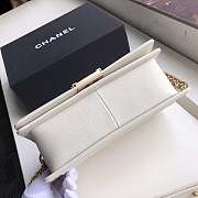 Chanel Medium Old Metallic Chevron Quilted Boy Flap Bag Grained Leather White A67086 25×15×7.5cm - 5