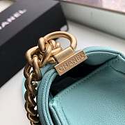 Chanel Medium Old Metallic Chevron Quilted Boy Flap Bag Grained Leather Pastel Blue A67086 25×15×7.5cm - 5