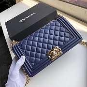 Chanel Medium Old Classic Boy Bag Lambskin Navy Blue A67086 25 cm - 6