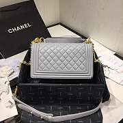 Chanel Original Lambskin Leather Boy Flap Bag Gray 25cm - 4