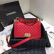 Chanel Original Lambskin Leather Boy Flap Bag Red 25cm - 1