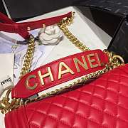 Chanel Original Lambskin Leather Boy Flap Bag Red 25cm - 3
