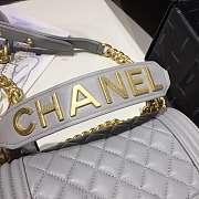 Chanel Small Original Lambskin Leather Boy Flap Bag Gray 20cm - 3