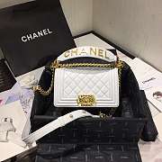 Chanel Small Original Lambskin Leather Boy Flap Bag White 20cm - 1