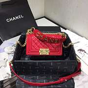 Chanel Small Original Lambskin Leather Boy Flap Bag Red 20cm - 1