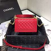 Chanel Small Original Lambskin Leather Boy Flap Bag Red 20cm - 5