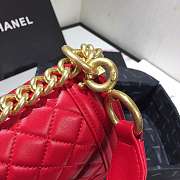 Chanel Small Original Lambskin Leather Boy Flap Bag Red 20cm - 3