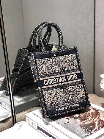 Dior Vertical Book Tote Embroidery 03 20x26x10cm