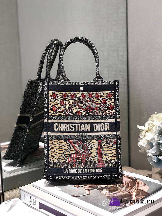 Dior Vertical Book Tote Embroidery 04 20x26x10cm - 1