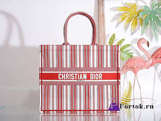 Dior Book Tote Red Check'n'Dior Embroidery 41cm - 1