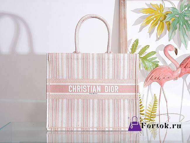 Dior Book Tote Pink Check'n'Dior Embroidery 41cm - 1