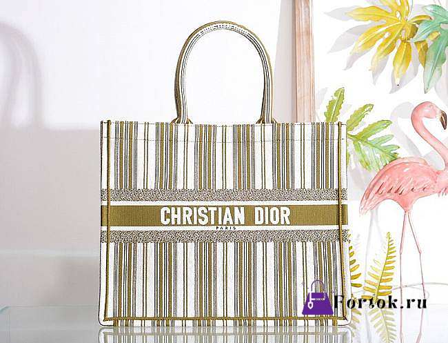 Dior Book Tote Green Check'n'Dior Embroidery 41cm - 1
