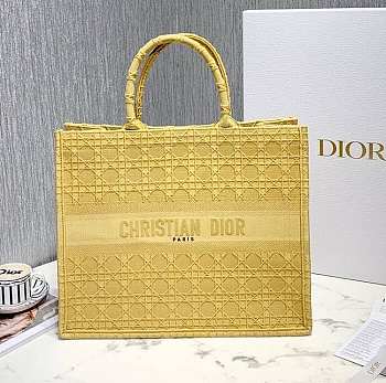 Dior Book Tote Yellow Cannage Embroidery 41cm